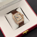 VVS Moissanite Leather Watch with box and papers
