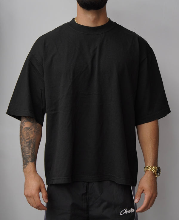Shaka Wear Black Garment Dye Drop shoulder tee
