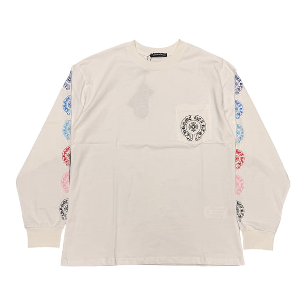 Chrome Heart Colorfull Logos Longsleeve White Tee