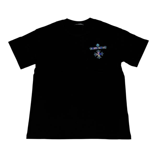 Chrome Heart Colorfull Rhinestone Logo Black Tee