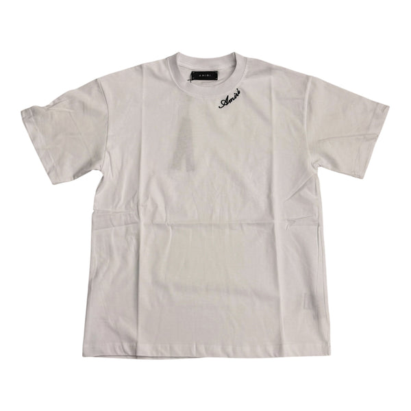Amiri Neck Logo White Tee