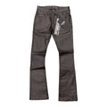 KDNK Cross Print Black Skinny Flare Leather Jean