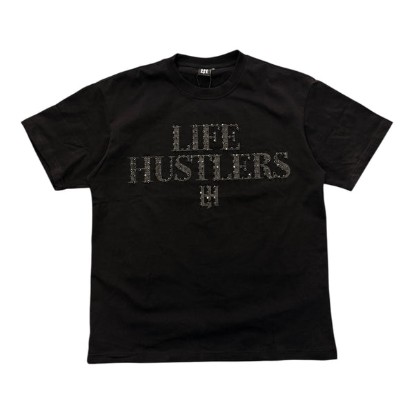 Life Hustlers Triple Black Rhinestone Tee