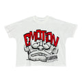 Mixed Emotions White/Red Crop Tee