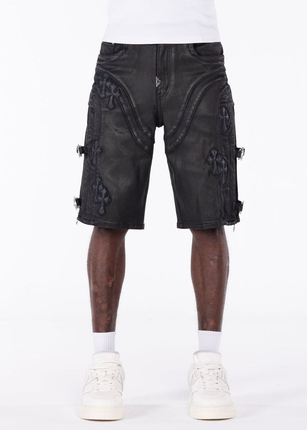 Guapi All Black Cross Buckle Shorts