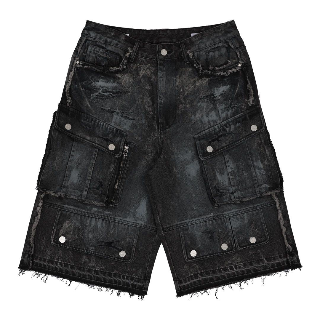 First row Washed Multi Cargo Jorts