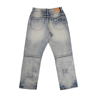 First Row Rhine Stone Denim Ripped Jeans