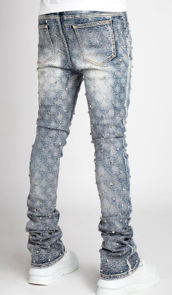 Embellish Rhinestone Flare Vicious Blue Jean