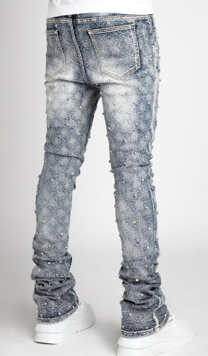 Embellish Rhinestone Flare Vicious Blue Jean