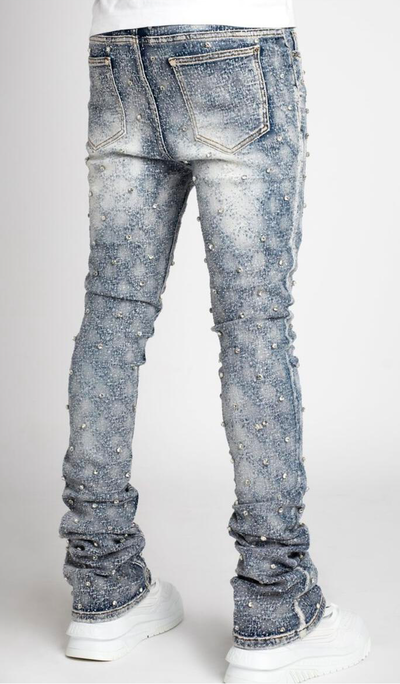 Embellish Rhinestone Flare Vicious Blue Jean