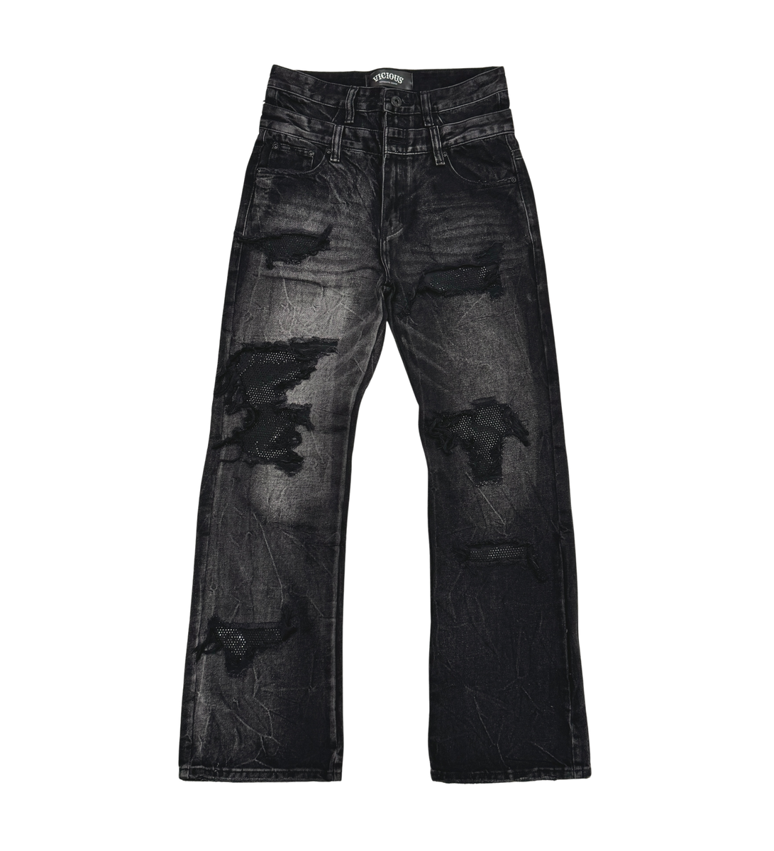 Vicious Black Rhinestone Jean
