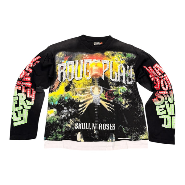 Rough Play “Skull & Roses” Black Longsleeve Tee