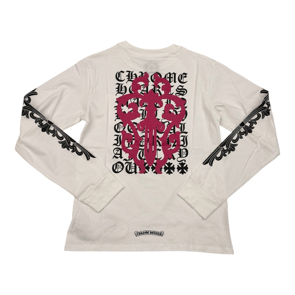 Chrome Heart Pink Logo / White Longsleeve Tee