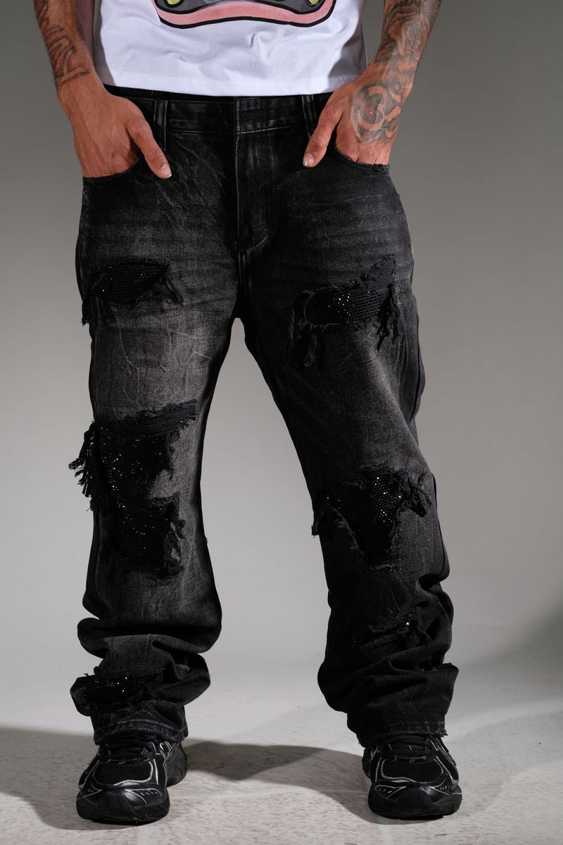 Vicious Black Rhinestone Jean