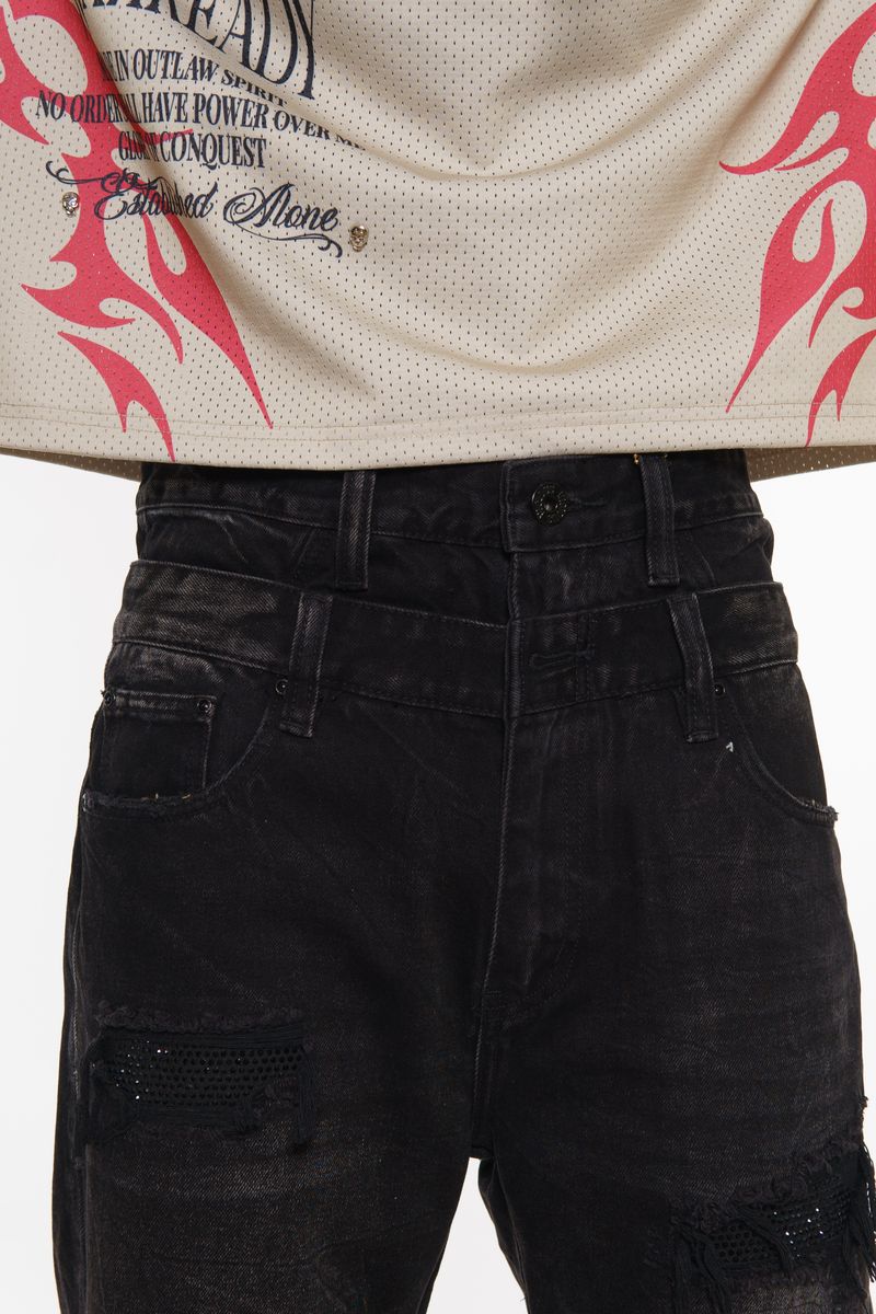 Vicious Black Rhinestone Jean