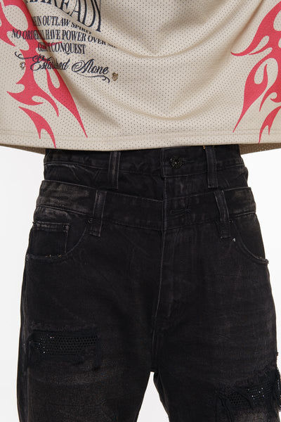 Vicious Black Rhinestone Jean