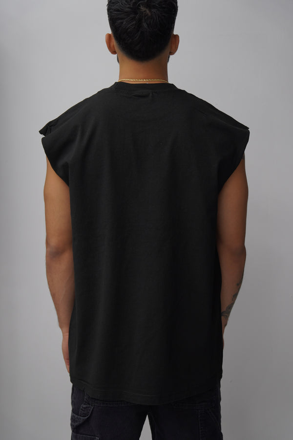 Shaka Wear Garnent Dye Muscle Black Tee