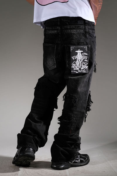 Vicious Black Rhinestone Jean