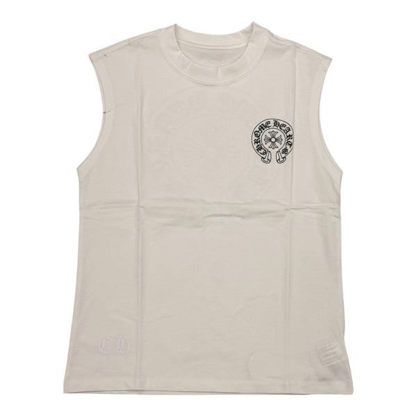 Chrome Heart Black Logo / White Sleeveless Tee