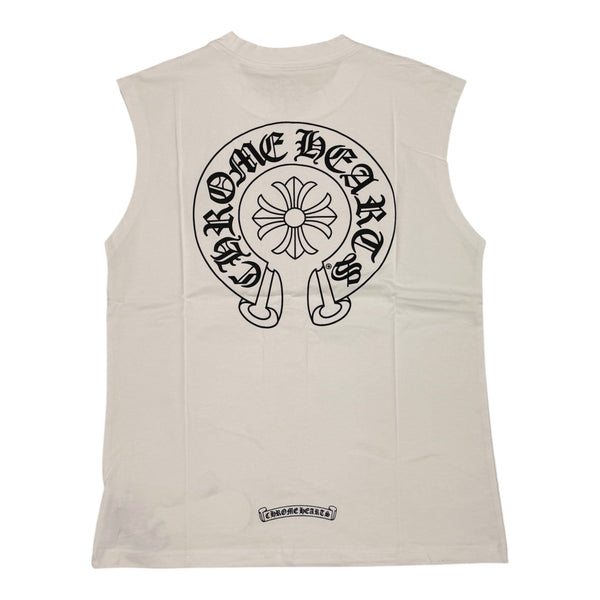 Chrome Heart Black Logo / White Sleeveless Tee