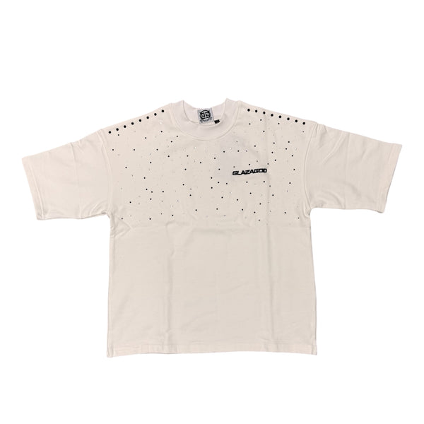 Glazagod White Rhinestones Tee