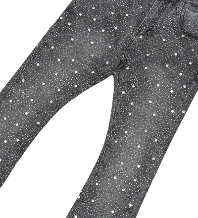 Embellish Rhinestone Flare Vicious Grey Jean