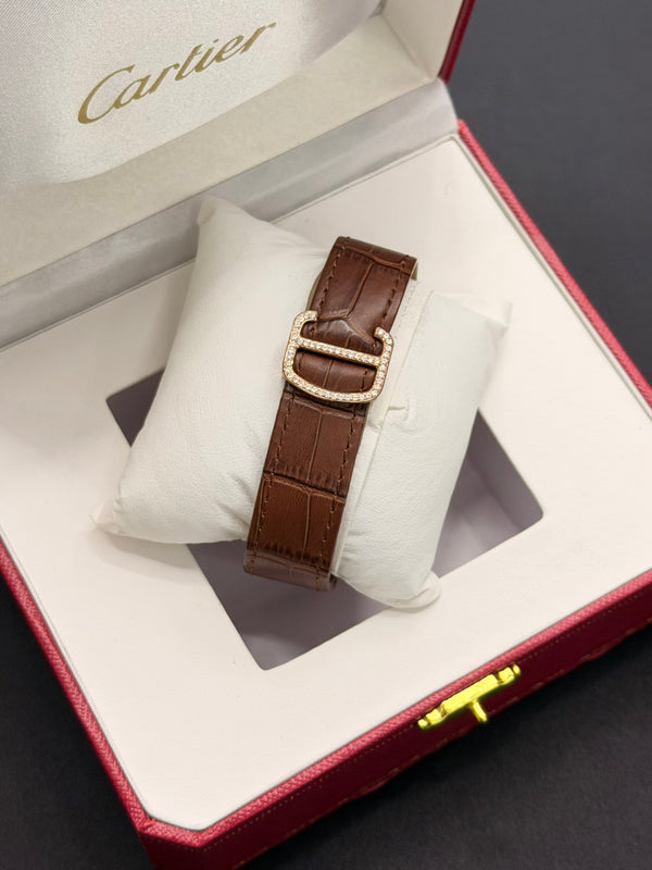 VVS Moissanite Leather Watch with box and papers
