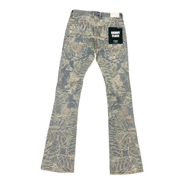 KDNK Blue/Print Flare Jean