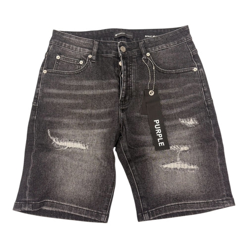 Purple Black Jean Broken Short