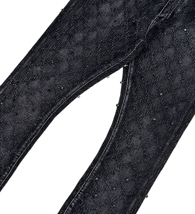 Embellish Rhinestone Flare Vicious Black Jean