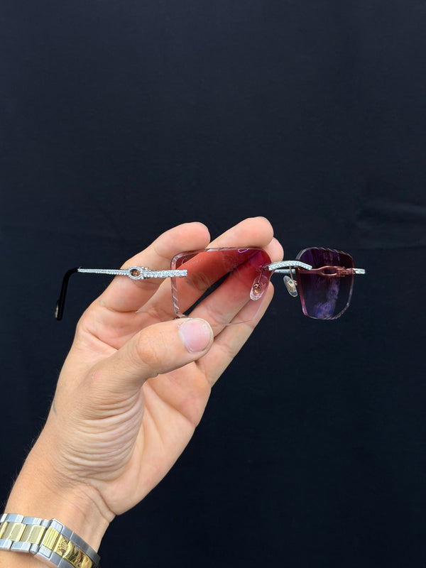 VVS Moissanite Pink Lens Glasses