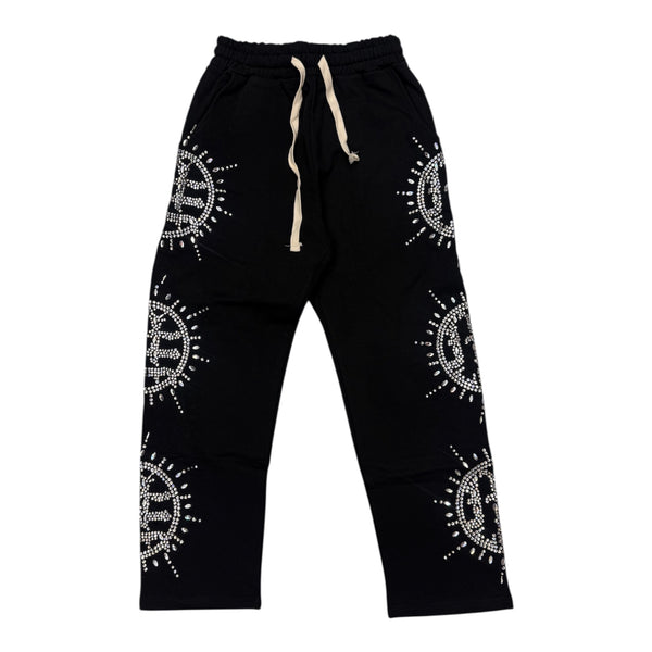 Mixed Emotion Black Rhinestone Sweatpant