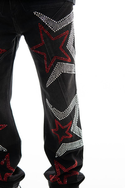 Star Rhinestone Flared Vicious Jean