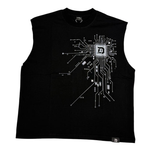 Digital “Chip” Black Sleeveless Tee