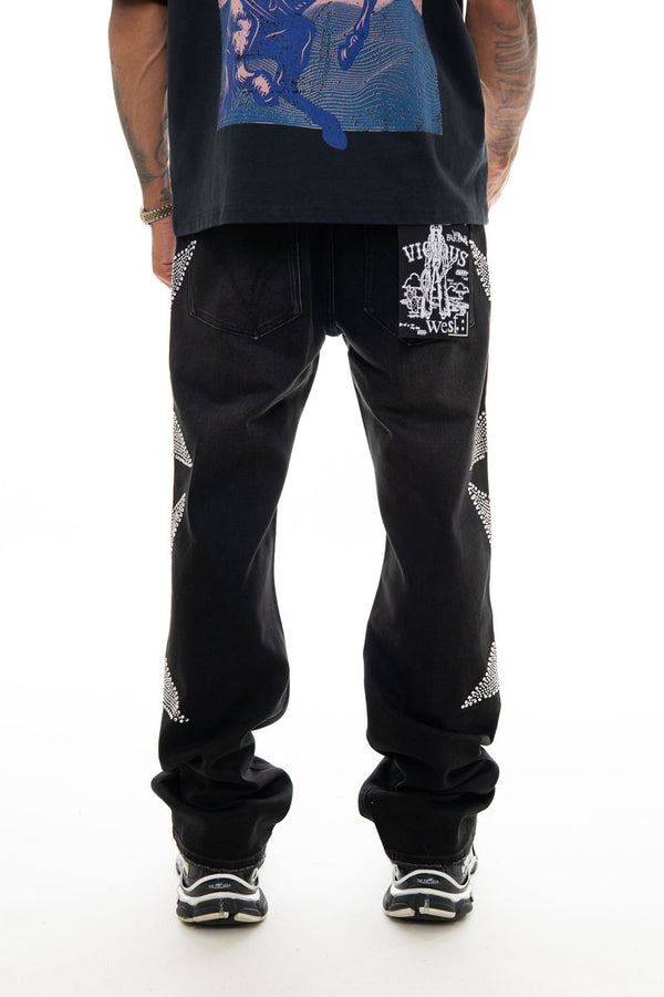 Star Rhinestone Flared Vicious Jean