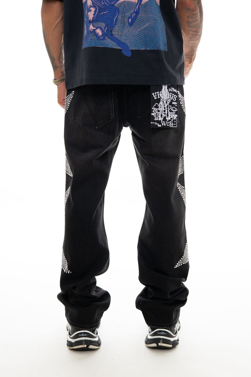 Star Rhinestone Flared Vicious Jean
