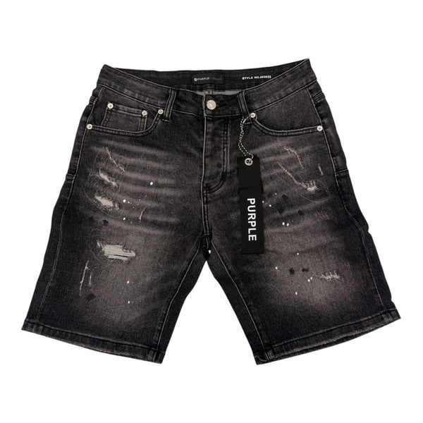 Purple Black Ripped Short