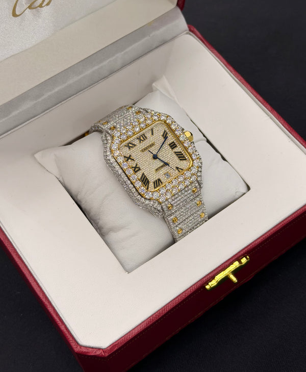 VVS Moissanite Double Tone Watch With Box and Papers