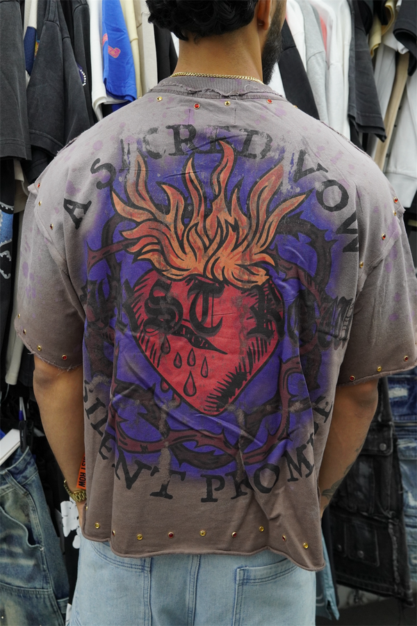 First Row Washed Violet Gray Tee