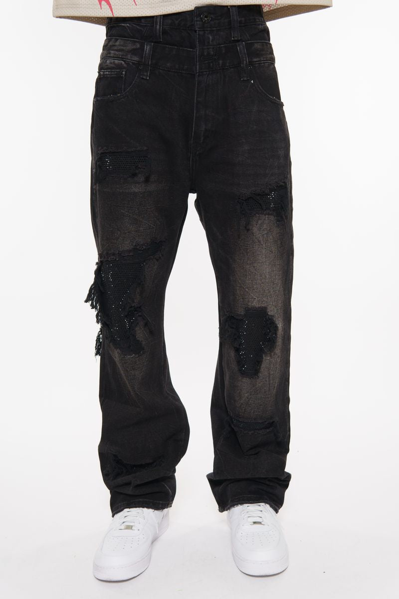 Vicious Black Rhinestone Jean