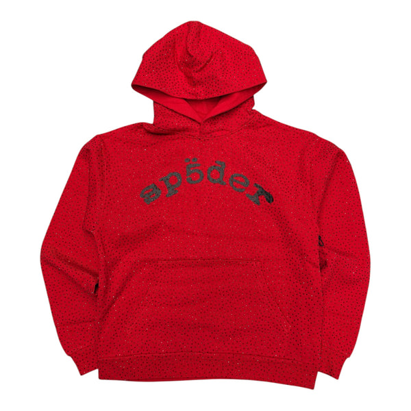 Spider Red Rhinestone Hoodie