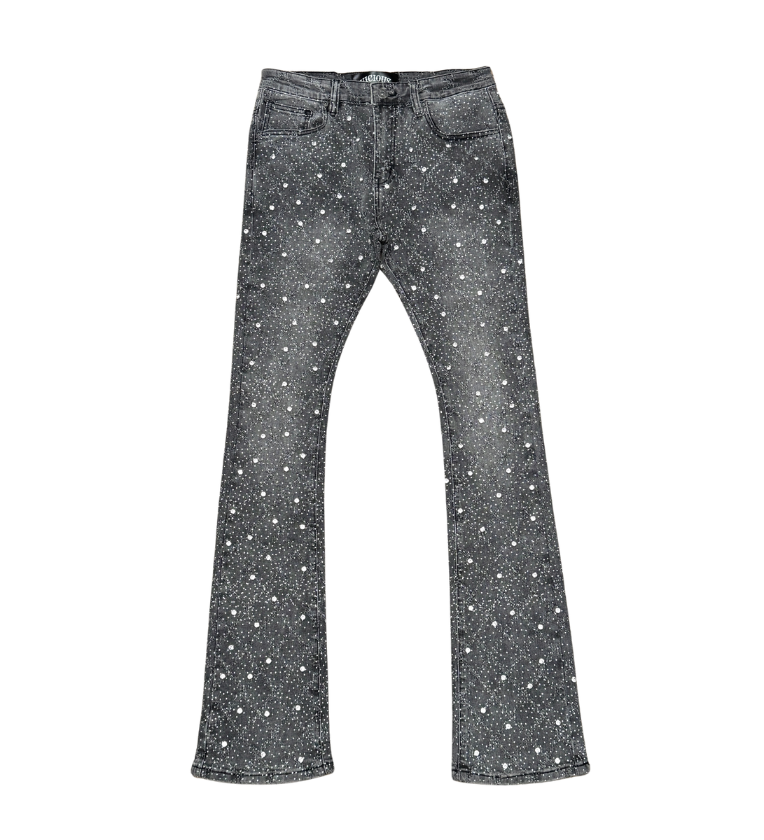 Embellish Rhinestone Flare Vicious Grey Jean