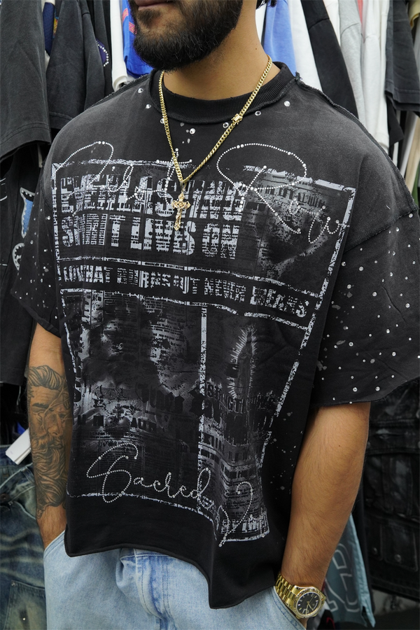 First Row “Faith Begins where Fear Ends” Black Tee