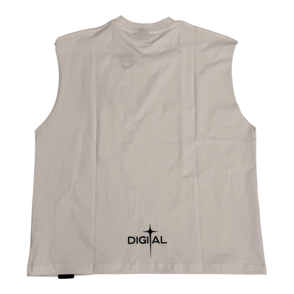 Digital “Chip” White Sleeveless Tee