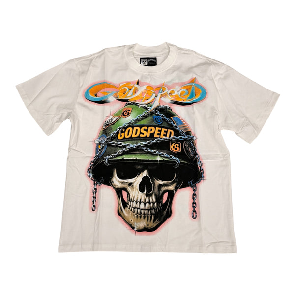 Godspeed “Army Skelly” White Tee