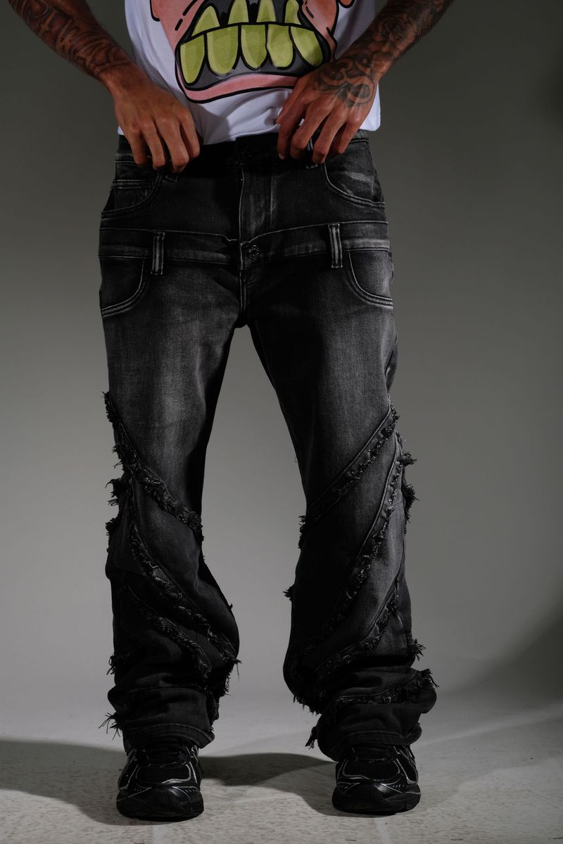 Double Waisted Frayed Vicous Denim Jean
