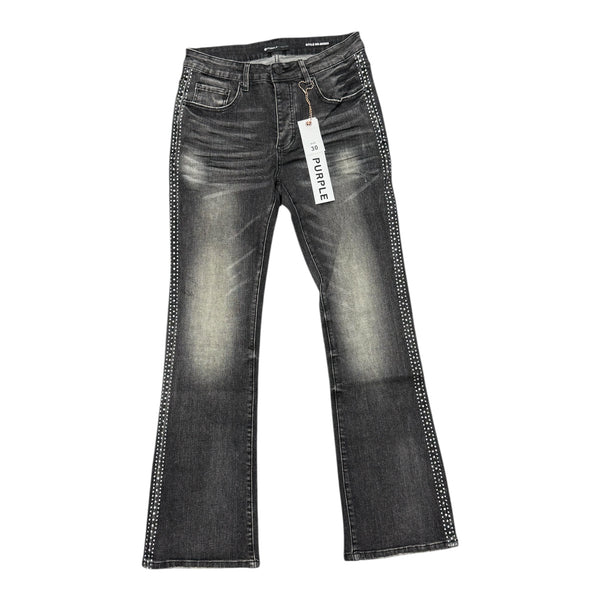 Purple Jean Washed Grey Rhinestone