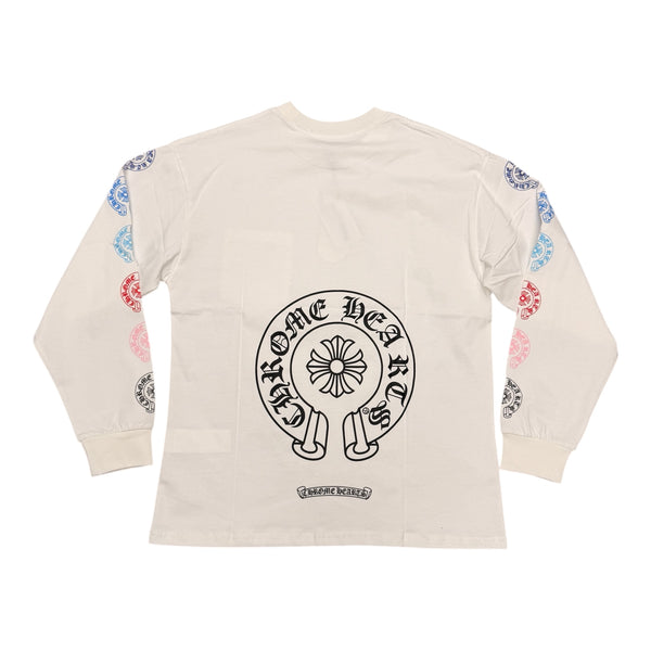 Chrome Heart Colorfull Logos Longsleeve White Tee