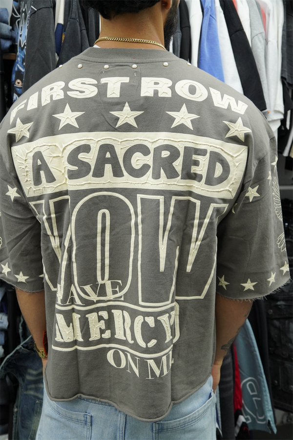 First Row Stone Gray Crop Tee