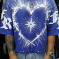 First Row Blue/White Crop Tee